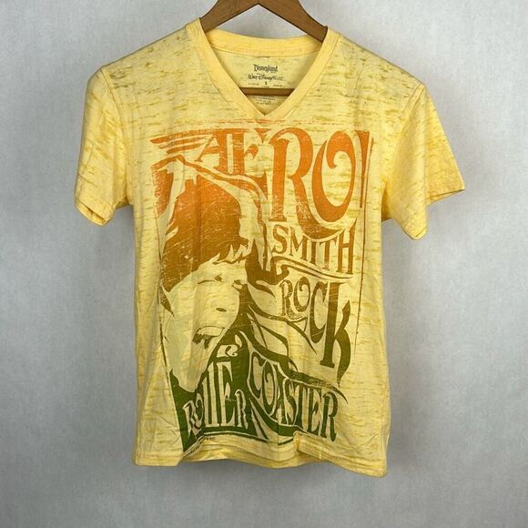 WDW Aerosmith Rock n Roller Coaster Burnout Tshirt Yellow Sz Small Disneyland Wa - Picture 1 of 6